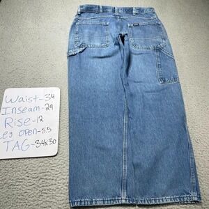 Key Carpenter Straight Men's Jeans Size 34x30 Blue Denim Workwear Pockets Work